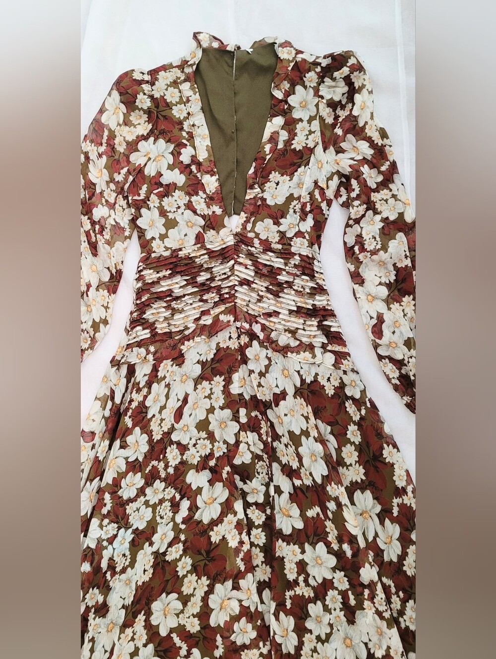 NWOT! ASTR Fall Formal Floral Anthro Women's Open-Back Chiffon Maxi Dress Small - Picture 7 of 17